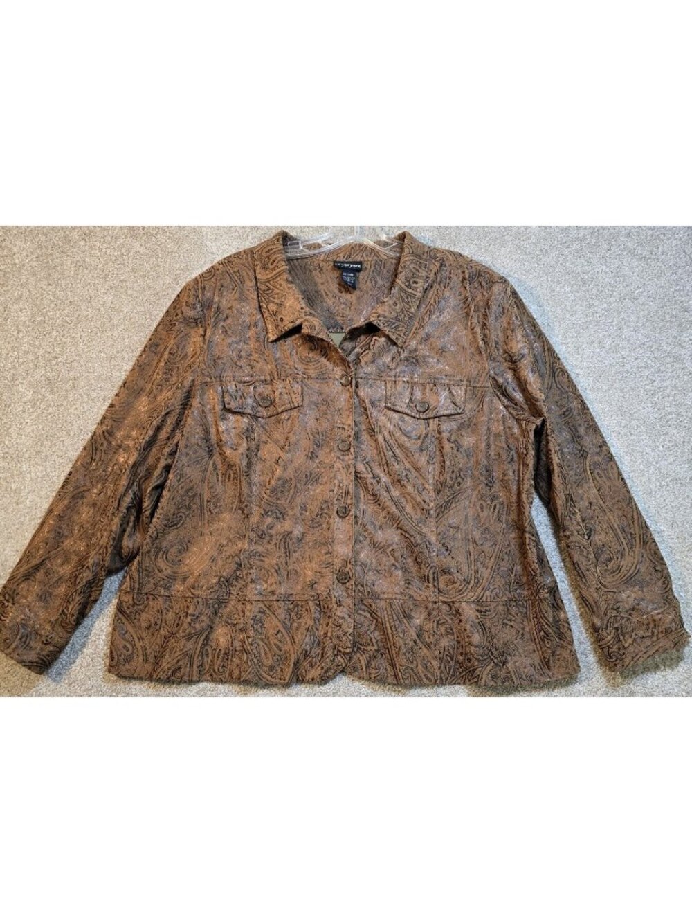Lane Bryant Faux Suede Jacket Boho Western Paisley Floral Embossed Women 22/24W